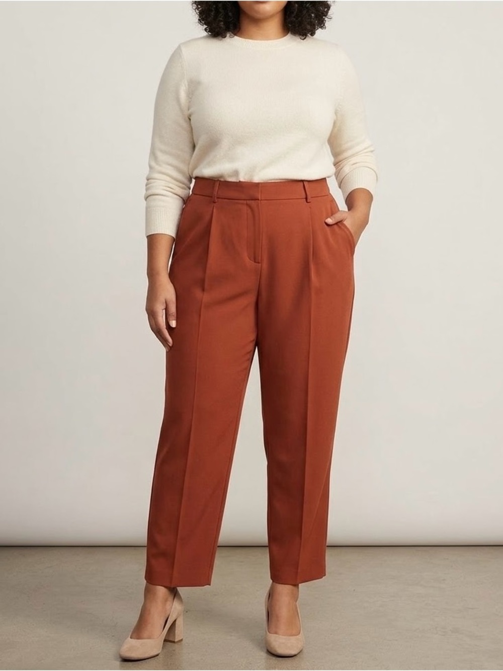 NWT RW & CO Size 16 Trousers Pants High Rise Burnt Brick Brown